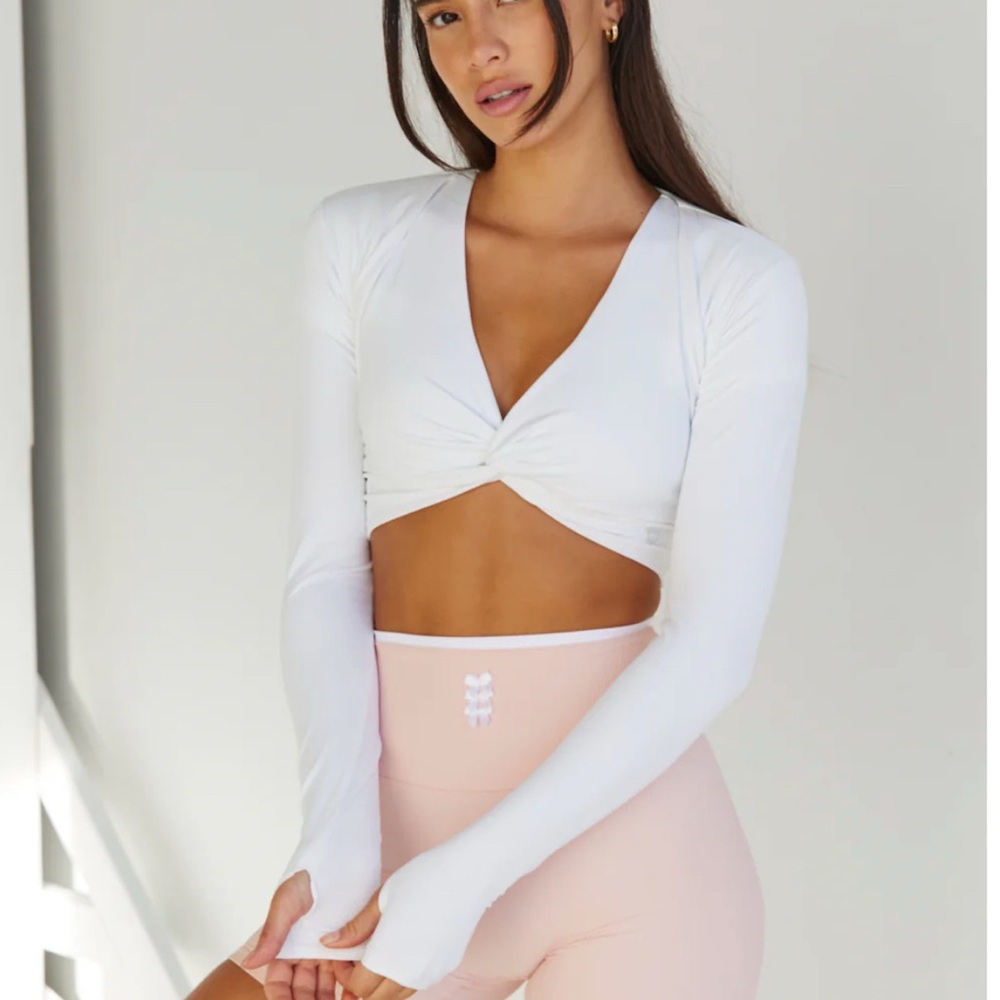 White Long Sleeve Crop Top